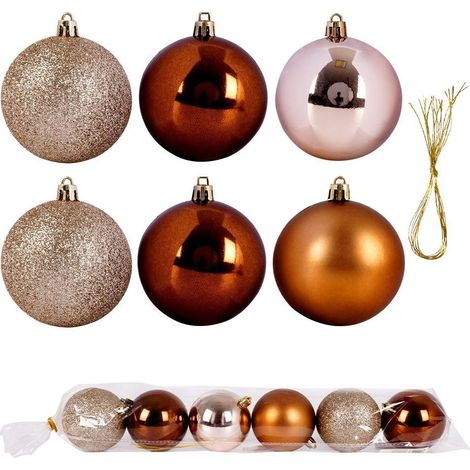 Bruchsichere bernsteinfarbene Weihnachtskugeln 7 cm 6 Stück. (1/5)