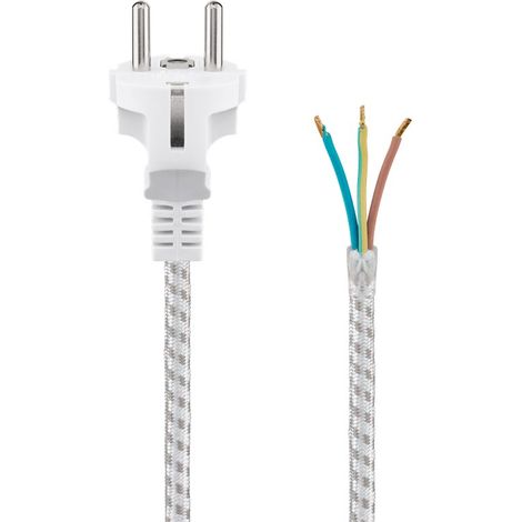 Goobay 50504 cable de transmisión Plata, Blanco 3 m Enchufe tipo F CEE7/7