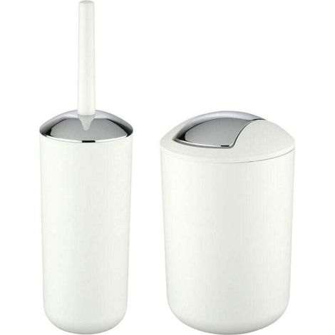 Poubelle Salle de Bain 6L et Brosse WC, Accessoire Salle de Bain Brasil Blanc (1/4)