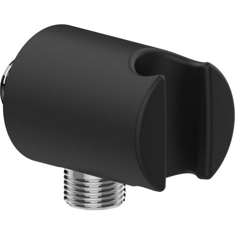 Coude de raccordement mural AquaCraft noir mat  Raccord de douche 2000 pouce avec support de douche intégré  Raccord de douche montage mural  Accessoires de douche modernes  Carré en métal