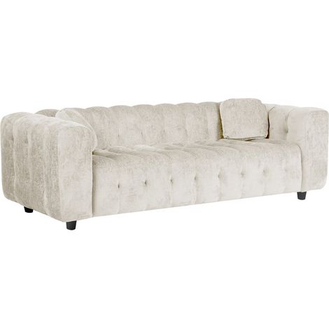 Divano dritto "Vendome" in tessuto ciniglia - 3 posti - Beige