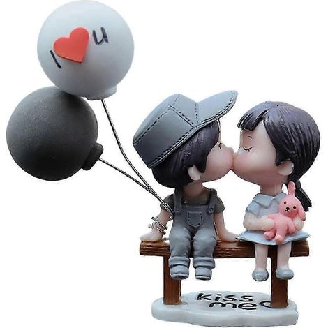 Décorations pour tableau de bord de voiture, figurines articulées, adorables mini-ballons en forme de couple qui s'embrasse, décorations mignonnes pour couples, cadeaux pour filles-Grey Bottom (1/5)