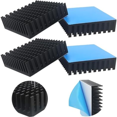Heatsinks, 4 Pcs Noir Dissipateur Thermique 40x40x11mm avec ruban thermiqu, pour refroidir les imprimantes 3D (1/4)