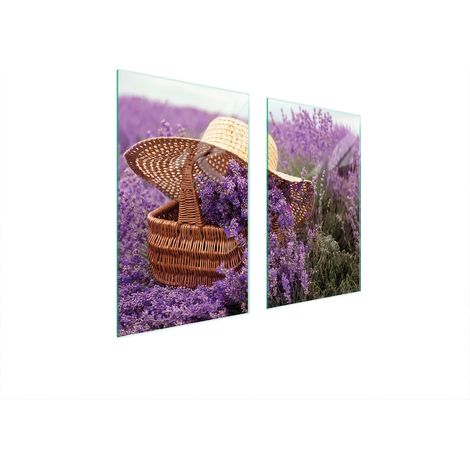 PIASTRA PROTETTIVA IN VETRO PER STUFA 75x52 LAVANDA (1/5)