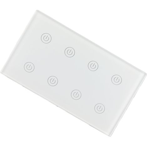 Interrupteur tactile mural intelligent WiFi sans fil 8 boutons compatible Google Home AC100-240V (1/5)