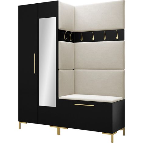 Meuble d'entrée Nomal IX, Manila 02, 196x158x46cm, Disponible, Stratifié, Tissu, Murale, À poser