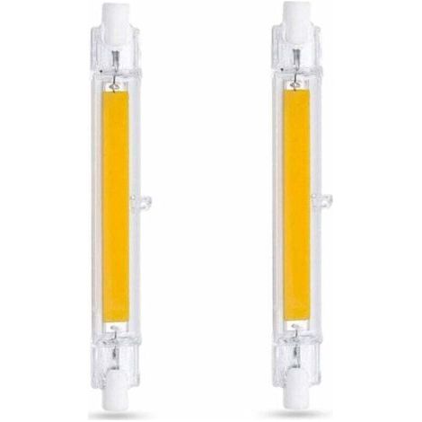 R7S 118 mm 10-W-LED-Lampe, kaltweiß (6000 K), 1000 lm, entspricht einer 80-W-/100-W-Halogenlampe (R7S J118), dimmbar, schlanke 118-mm-COB-LED-Lampe für Wand- und Stehlampen, 2er-Pack