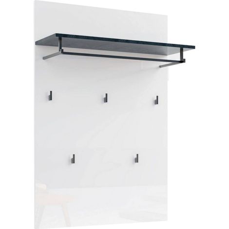 Appendiabiti Henry, 5 Ganci, Installazione a Muro Made in Italy, Bianco Lucido (1/3)