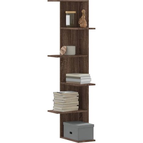 Wand-Eckregal Braun Eichen-Optik 36,5x36,5x140 cm Holzwerkstoff