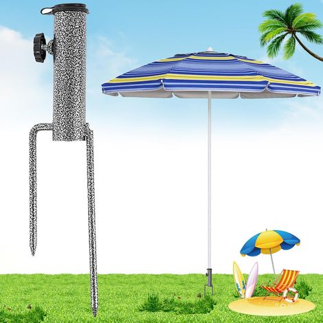 Poste de Tierra de Paraguas, Soporte para Paraguas de Césped, Sombrilla de Playa de Hierro, para Sombrilla o Paragua, Ancla Ajustable para la Playa, Jardín, Resistente al Viento Fuerte (1/5)