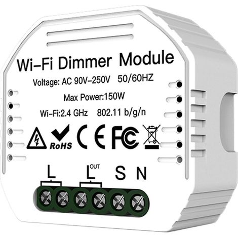 Module Variateur WiFi 90-250V Interrupteur Variateur Lumière Intelligent 2 Voies Commande Vocale APP