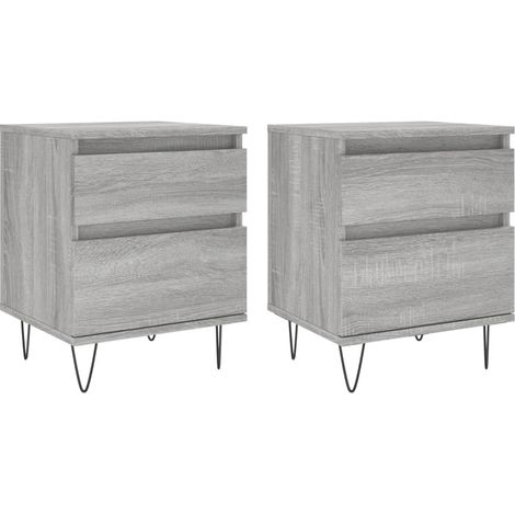 Maison Exclusive - Nachttische 2 Stk. Grau Sonoma 40x35x50 cm Hol