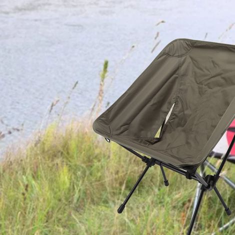 Chaise pliante Moon Chair légère en alliage d'aluminium et tissu Oxford, dossier bas, idéale pour le camping, la plage et la pêche (vert). (1/5)