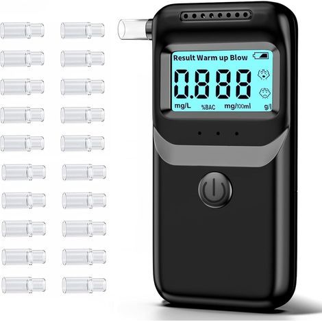 Ethylotest Electronique, Ethylotest, Ethylotest Electronique Homologué NF avec Affichage Numérique LCD Bleu, Alcotest Professionnel pour Un Usage Domestique ave 20 Embouchures (1/5)