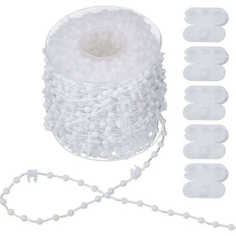 Starlight-Chaîne de store vertical de 20 m - Accessoires de store vertical et 5 connecteurs de cordon de store - Chaîne inférieure de store vertical pour lattes de 89 mm blanc