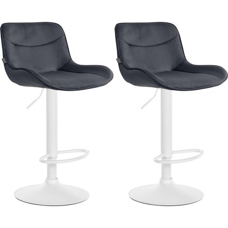 Juego de 2 taburetes de bar Vonore en terciopelo Negro Blanco