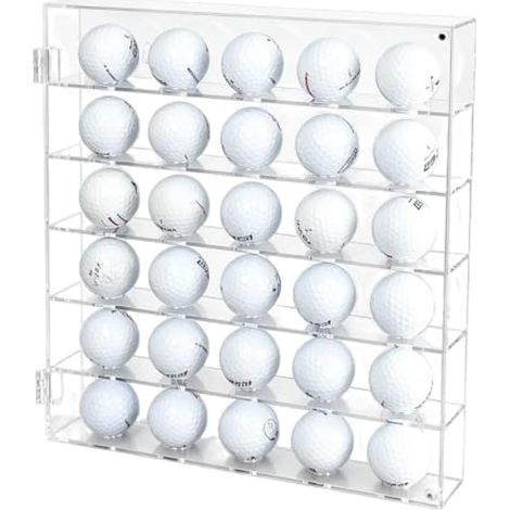 Vitrine en Acrylique, 30 x 31,8 x 6 cm Bote de Rangement Transparente pour 30 Balles de Golf Présentoir pour Balles de Golf avec Porte Anti-Poussière pour Salon Chambre ou Vitrine de Magasin (1/5)