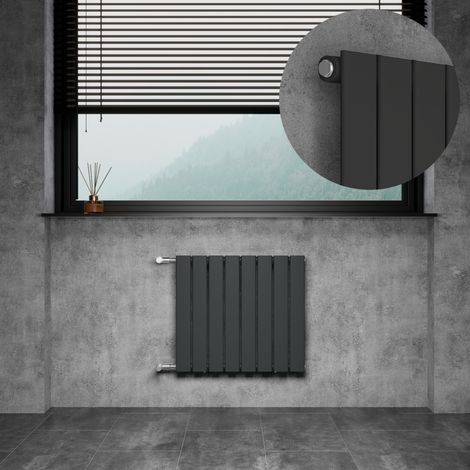 WITEN&NOCK Design Heizkörper Flachheizkörper Paneelheizkörper mit seitlichen Anschlüssen Nabenabstand 500mm Anthrazit einlagig 550x604mm 413Watt