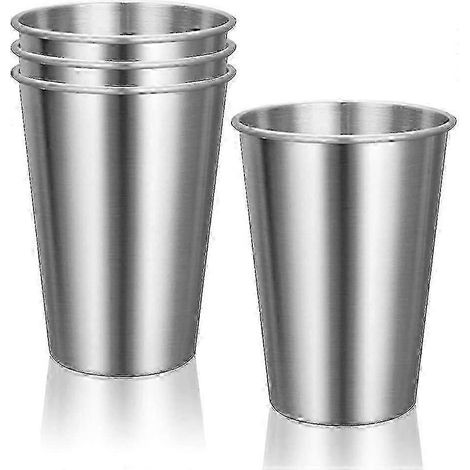Lot de 4 gobelets empilables en acier inoxydable 304, tasses incassables en métal