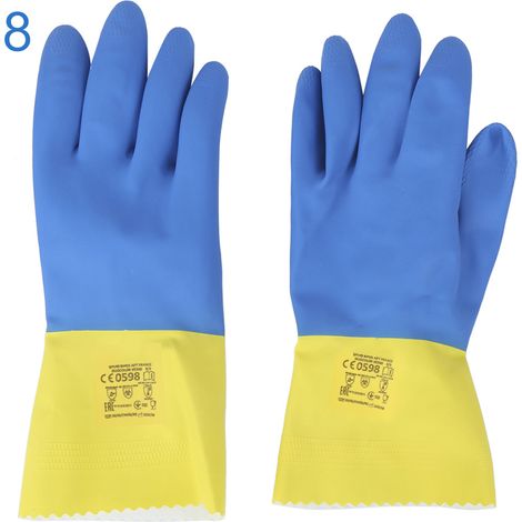 Gants en latex anti-chimiques, antifongiques, résistants aux acides et aux alcalis, antidérapants, pour la protection des mains en laboratoire et en aquaculture (taille 8) (1/5)