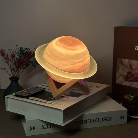 Nouveau son stéréo 3D HiFi amélioré, chargement sans fil, caisson de basses, LED, planète, veilleuse de chevet, haut-parleur d'ambiance créative pour bureau à domicile (1/5)