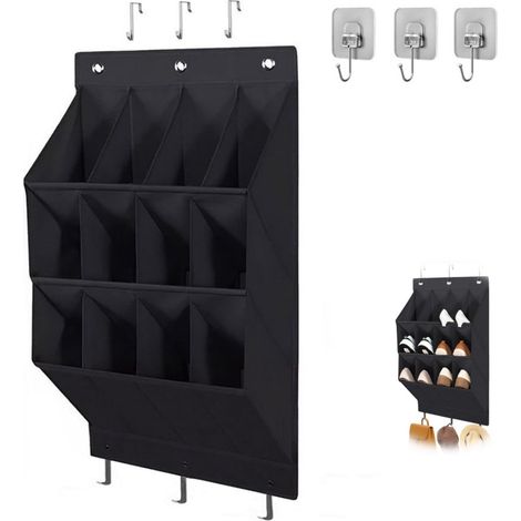 "1 pièce - Sac à chaussures suspendu - Organisateur de chaussures - Avec crochets - Organisateur de porte - Solution pour les objets en vrac - Gain de place - Pour chaussures/accessoires de maison, et (1/4)