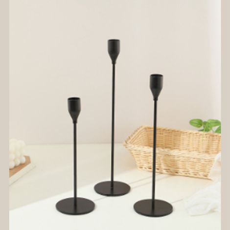 Ensemble de 3 chandeliers, style simple, lumière romantique pour un dîner ou un mariage, noir. (1/5)