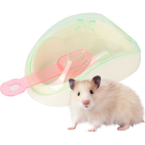 Baignoire en plastique à double ouverture pour animaux de compagnie, forme de baignoire pour hamster, chinchilla, vert (1/4)
