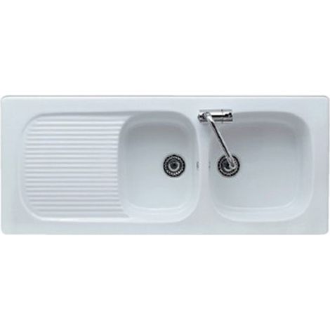 Lavello cucina 2 vasche incasso 116x50 h2 in ceramica con