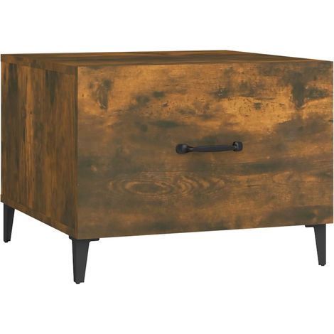Maison Exclusive - Couchtisch mit Metallbeinen Räuchereiche 50x50