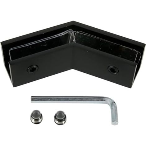 Support mural en laiton à 135 degrés pour porte de douche en verre de 8 à 12 mm d'épaisseur, fixation dissimulée robuste avec finition polie pour cabine de douche (noir) (1/5)