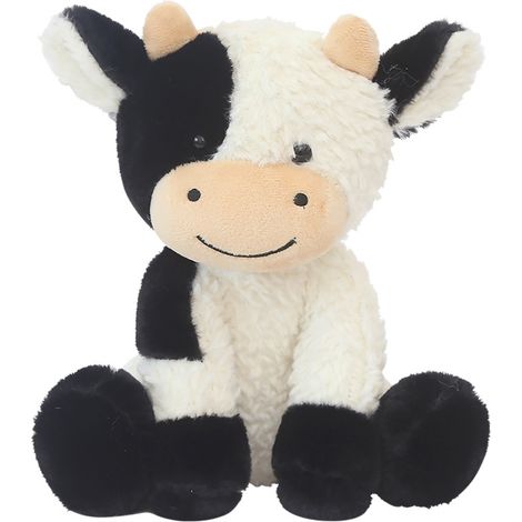 Vache en peluche douce assise, poupée moelleuse coussin décoratif pour table, voiture, maison, cadeau anniversaire enfant. (1/5)