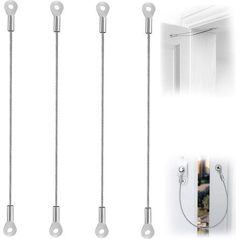 Lot de 4 entrebâilleurs de porte d'armoire. fenêtre et porte – Câble de retenue de porte en acier inoxydable – Cordons limiteurs tressés flexibles