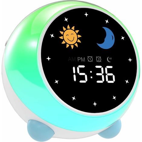 Educational Children's Alarm Clock - Day/Night - Sleep Learning Alarm Clock for Children, with Moon and Sun Display, Night Light, Mixed: Girl and Boy, Perfect for Gift Giving (1/5)