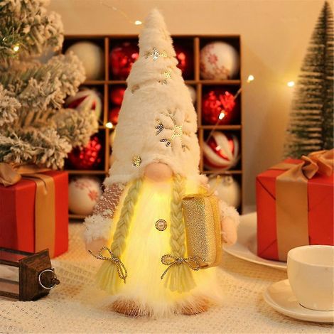 Gnomes de Noël en peluche pour décoration de Noël, poupée Rudolph avec lumière LED, elfe sans visage, ornement du Christ (1/5)