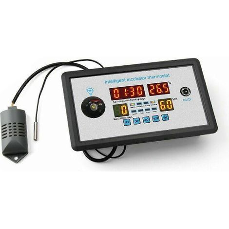 Incubateur avec retournement automatique des œufs thermostat numérique affichage en temps réel de l'humidité et de la température 12 V (1/3)