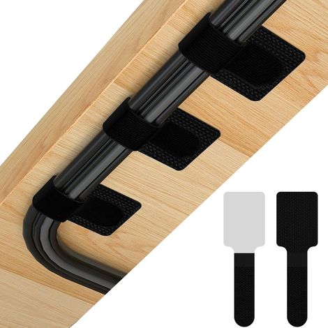 Kit de gestión de cables para debajo del escritorio, 60 tiras reutilizables, adhesivo resistente, organizador de cables ecológico, antienredos para oficina y hogar (1/5)