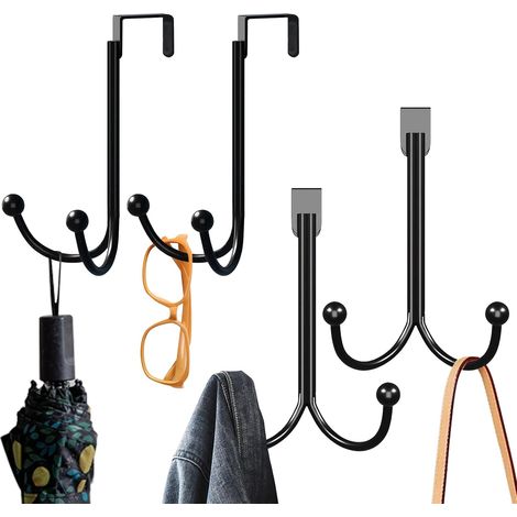 Lot de 4 Crochets de Porte Manteaux, Organisateur de Crochets Doubles, Acier Inoxydable pour Manteaux et Serviettes