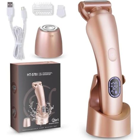 Rasoir rechargeable pour femme avec lumière LED pour bikini et épilation du corps Étanche pour une peau lisse (1/5)