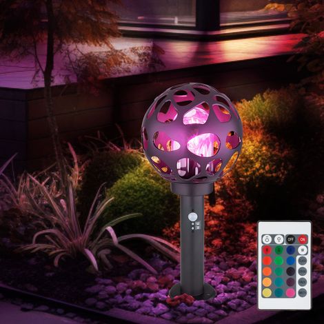 LED Sockelleuchte mit Bewegungsmelder Kugel Wegelampe mit Bewegungsmelder Außen Standleuchte, Edelstahl anthrazit, RGB Farbwechsel dimmbar Fernbedienung, 8,5W 806lm warmweiß, H 45 cm