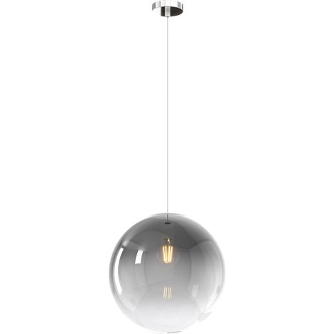 Sopsensione Moderna Big Eclipse Metallo Cromo Vetro Fumè 1 Luce E27 D30
