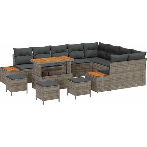 Maison Exclusive - Set Divano da Giardino con cuscino 13 pcs Grigio Poly Rattan