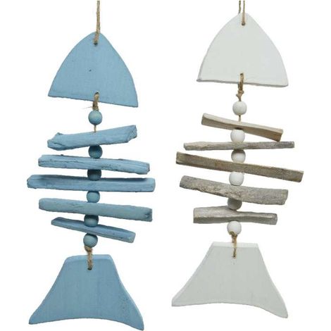 Decoro pesce in legno 12x2x h29 cm colori assortiti