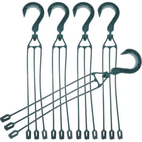Set mit 5 drehbaren Kunststoff-Hängehaken für Pflanzkörbe und Blumentöpfe – 40,00 x 6,50 x 1,00 cm – Grün (1/4)
