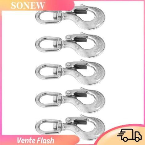 Crochet De Levage - Acier Inoxydable - Rotation 360 Degres - Verrouillage Amovible - Charge Max 150 Kg - Pour Hamac Et Elingue De Balcon - Lot De 5 (1/5)