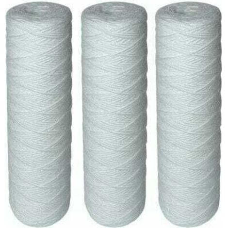 Lot de 3 cartouches de filtration à eau bobinées - Filtre les sédiments jusqu'à 5 microns - Taille standard universelle 10" - Résistant aux hautes températures - Cartouches bobinées (1/5)