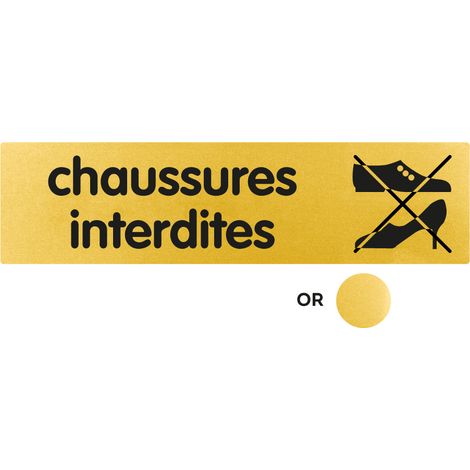 Plaque de porte Chaussures interdites - Classique or 170x45mm - 4490250