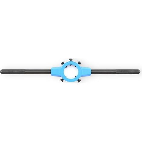 Die holder (20 x 5) zinc die-cast, knurling handles, grip of round dies, holding tool.