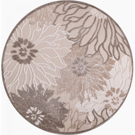 Tapis extérieur kilim Ø200cm crème rond CHIMEKA (1/3)