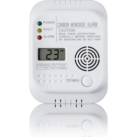 Detector de monóxido de carbono alimentado por batería, detector de gas con pantalla e indicador de temperatura. (1/4)